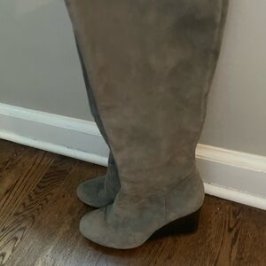 Cole Haan Knee High Gray Suede Boots